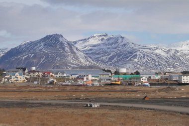 Hofn, İzlanda, Nisan. 14, 2017. İzlanda 'ya yapılan 11 günlük bir gezinin fotoğrafları. Dördüncü gün. Hofn 'dan Reyarfjrur' a.