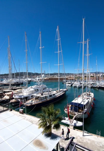 Grandi yacht a vela ormeggiati a Palma marina — Foto Stock