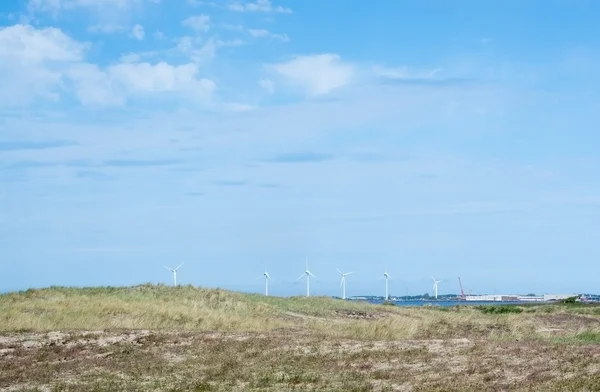 Větrné energie turbíny a přírodní heath — Stock fotografie