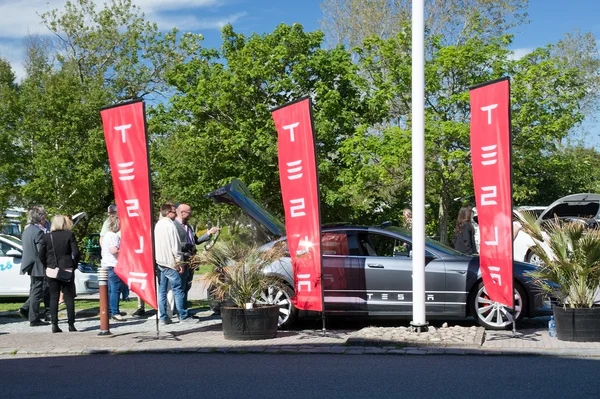 Tesla on green energy show — Stock Photo, Image