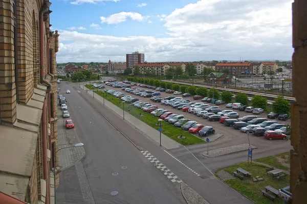 Car parking by the train station — Φωτογραφία Αρχείου