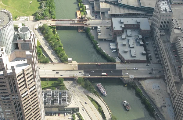 A légi felvétel a Chicago hidak — Stock Fotó