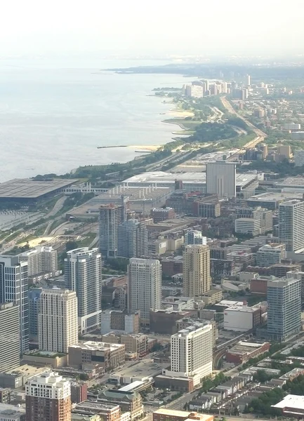 Chicago cidade com Lake Michigan e paisagem arranha-céus — Fotografia de Stock