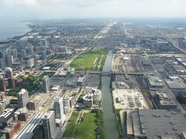 Stadslandskapet arkitektoniska Flygfoto söder — Stockfoto