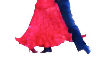 Ballroom dancers red dress isolated clipart