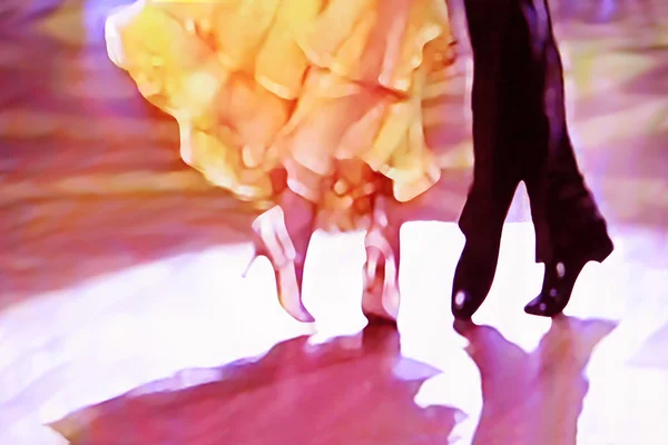 Balo Salonu dansçılar sarı elbise Stok Fotoğraf