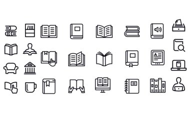 Kütüphane ve kitaplar Simge vektör tasarımı 