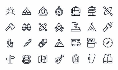 Kamp Simgeleri vektör tasarımı 