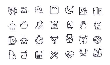 Fitness ve Gym Simgeleri vektör tasarımı 