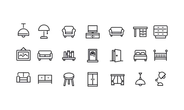Дизайн Векторных Мебельных Икон — стоковый вектор
