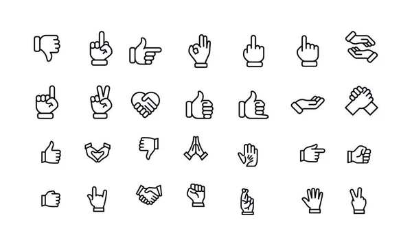 Gestures Outline Icon Set — Stock Vector