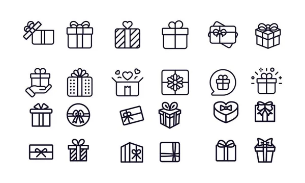 Holiday Gift Boxes Pictogrammen Vector Ontwerp — Stockvector