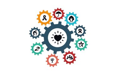 Charity simgeleri vektör tasarım konsepti tasarımı 