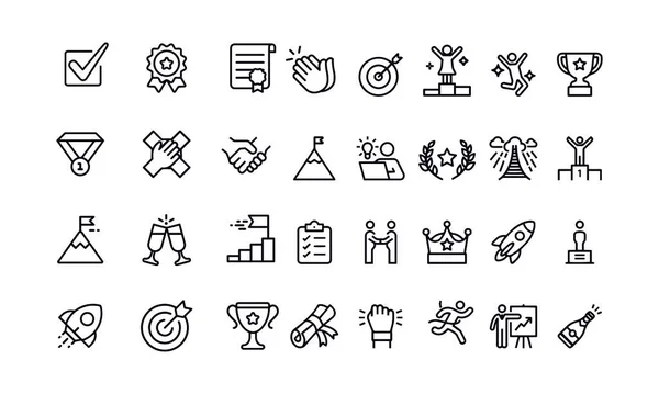 Conception Vectorielle Success Line Icons — Image vectorielle