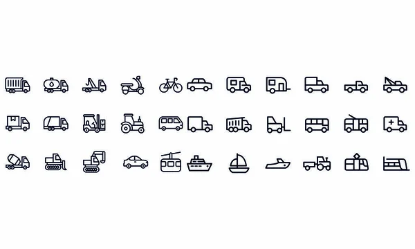 Iconos Línea Transporte Set Vector Diseño — Archivo Imágenes Vectoriales