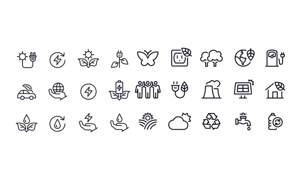 Ökologie Icon Set Vektor Design — Stockvektor