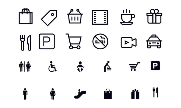 Public Shopping Mall Icons Concept Vector Design — Vettoriale Stock