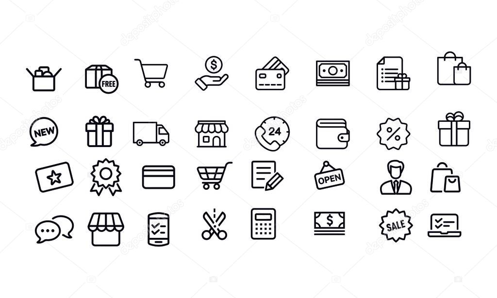 Shopping and Retail Icons Set