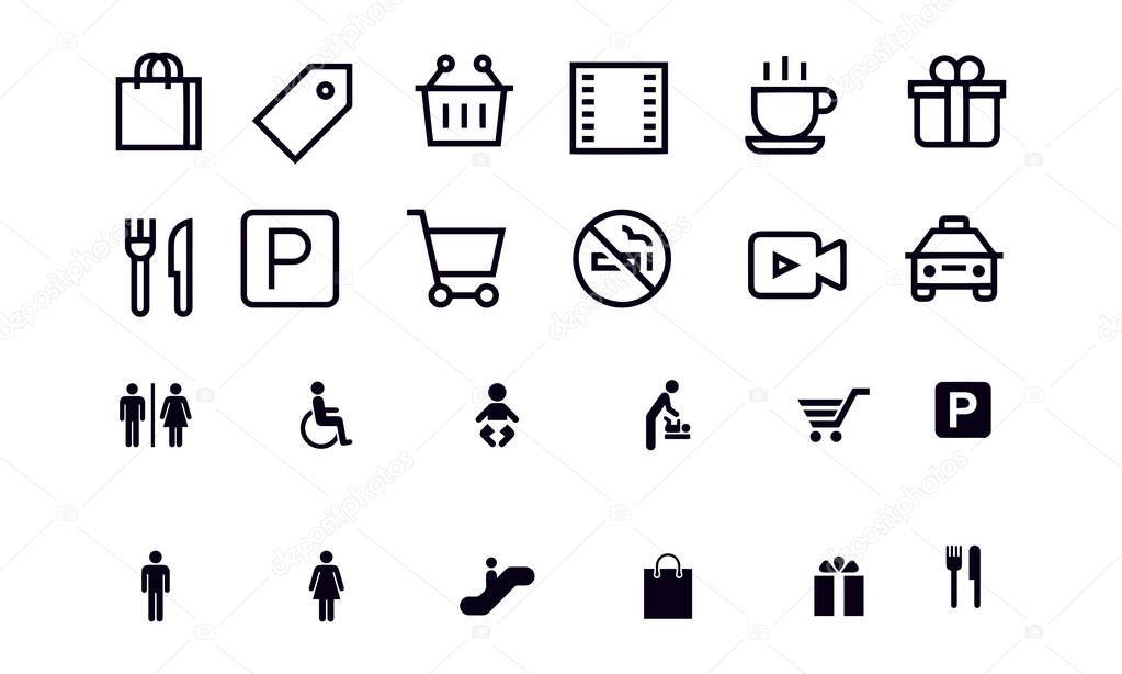Public & Shopping Mall Icons concept vector design 