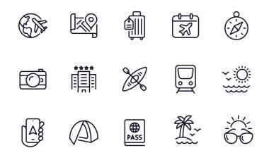 Seyahat simgeleri vektör tasarımı 