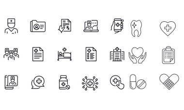 Tıbbi sigorta ikonları vektör tasarımı 