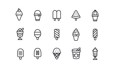 Ice Cream Line Simgesi vektör tasarımı 