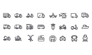 Ulaşım simgeleri vektör tasarımı kipi 