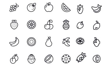 Meyve simgeleri vektör tasarımı 