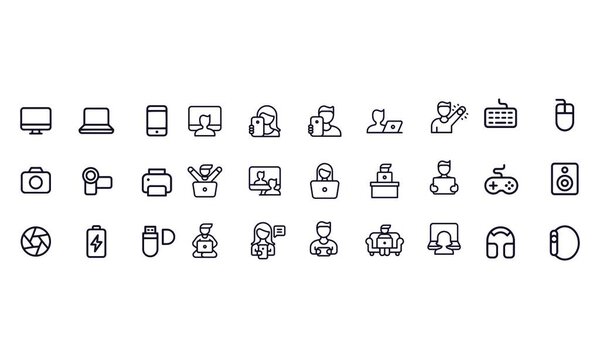 Digital Technology Line Icons Set
