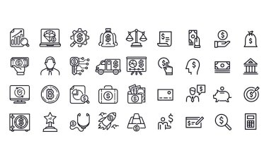  Finans ve Para Simgeleri vektör tasarımı 