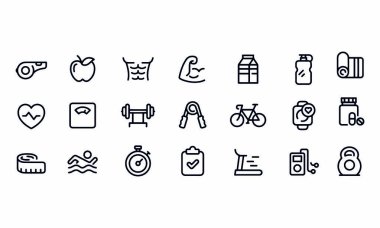 Fitness & Spor Ana Hattı Simgeleri Düzenlenebilir Stoke