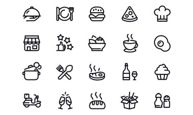 Restoran Özeti Simgeleri Düzenlenebilir Vuruşlar