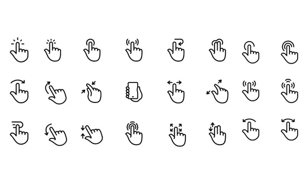Touchscreen Gesten Symbole Vektordesign — Stockvektor