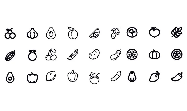 Vegan Food Icons Διανυσματικός Σχεδιασμός — Διανυσματικό Αρχείο
