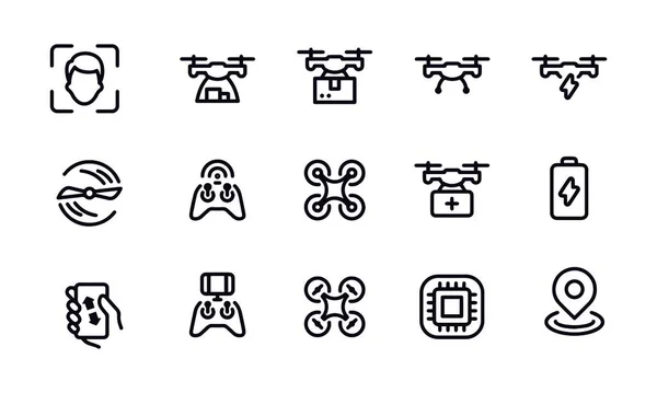Drone Line Icons Editable Stroke — Stock vektor
