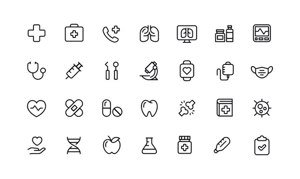 Medical Line Icons Editierbarer Schlaganfall — Stockvektor