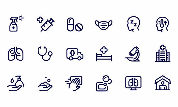 Pandemic Coronavirus Covid Virus Prevention Icons Editable Stroke — ストックベクタ