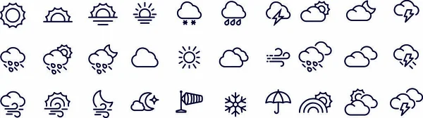 Wetter Linien Symbole Editierbares Stroke Vector Design — Stockvektor