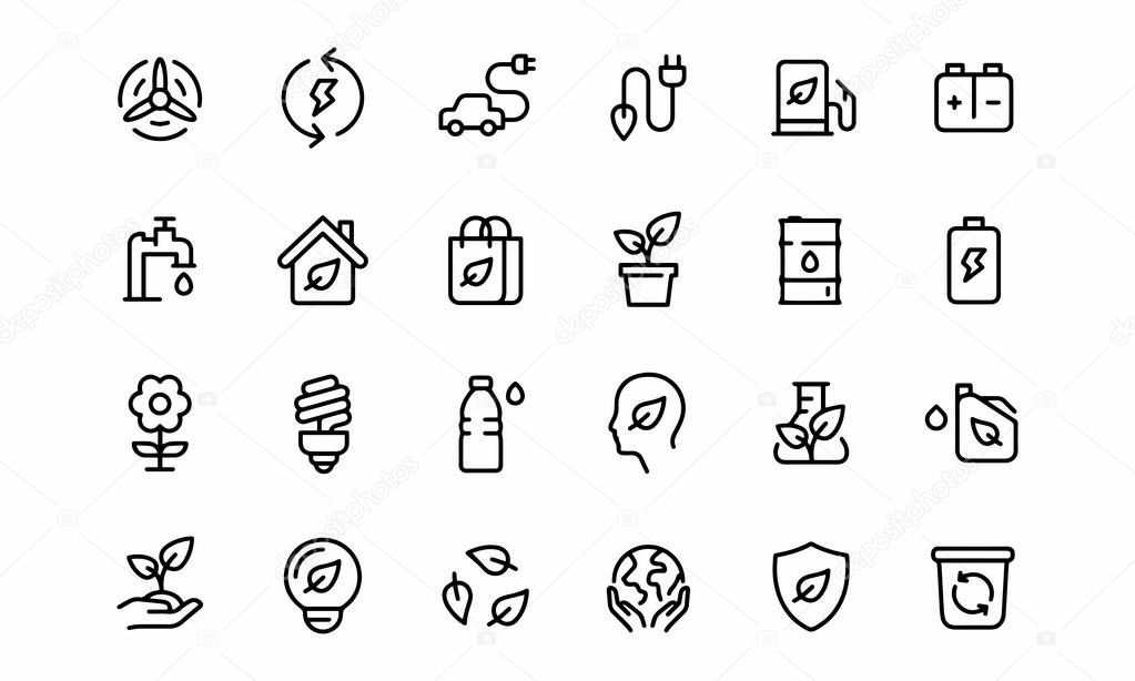 Outline Nature Ecology Icons Editable Stroke