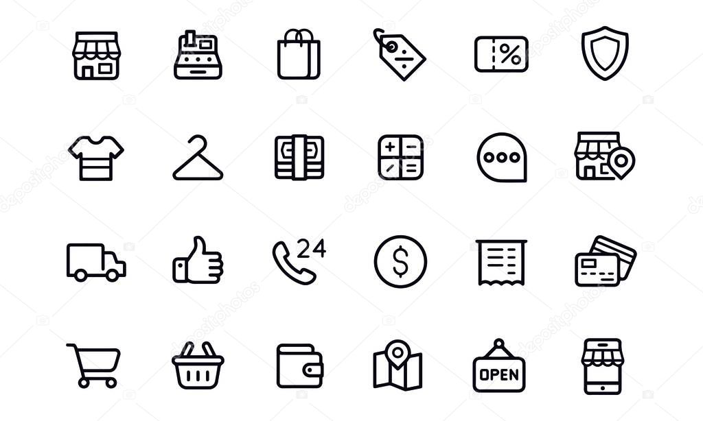  Outline Online Shopping Icons Editable Stroke