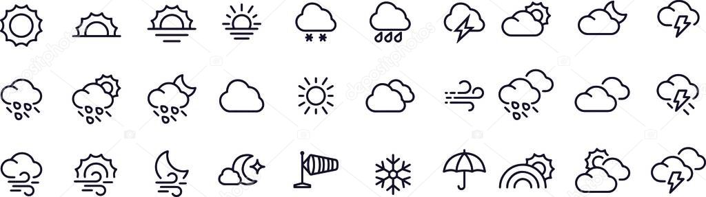 Weather Line Icons Editable Stroke vector design 