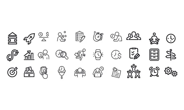 Business Time Management Thin Line Icons Vector Design — ストックベクタ