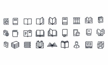 Kitap simgeleri Düzenlenebilir Vuruş Simgeleri vektör tasarımı 