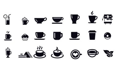  Kahve Kupası Simgeleri vektör tasarımı 