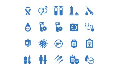  AIDS ve HIV ikonu vektör tasarımı 