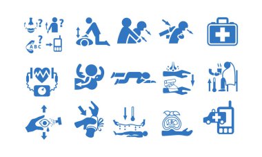  İlk Yardım ve Acil Durum Simgesi Vektör Tasarımı 