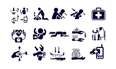  İlk Yardım ve Acil Durum Simgesi Vektör Tasarımı 