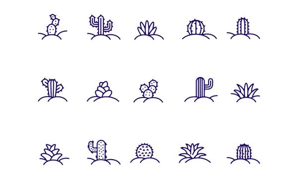 Cactus Icono Conjunto Vector Diseño — Vector de stock