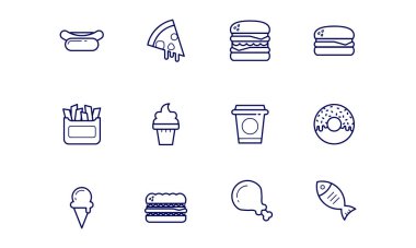 fast food ikonları vektör tasarımı 