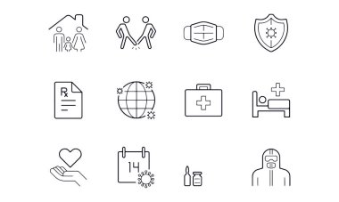  Tıbbi ve virüs simgeleri, COVID-19 konsept simgeleri